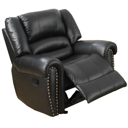 Immense Relief Bonded Leather & Plywood Recliner/Glider, Black