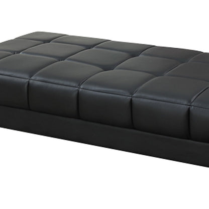 Modish Bonded Leather Ottoman In Black
