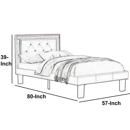 Silky And Sheeny Wooden Full Bed With Pink PU Tufted Head Board, Pink Finish