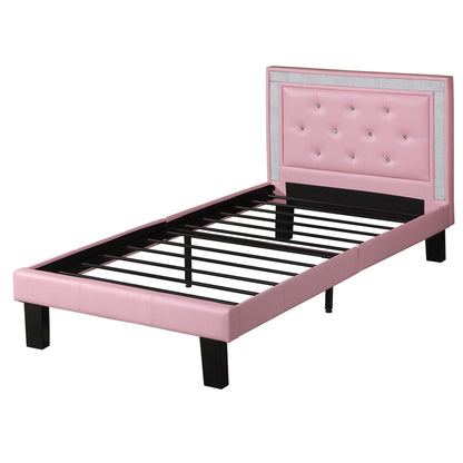 Polyurethane Bed In High Headboard – Pink