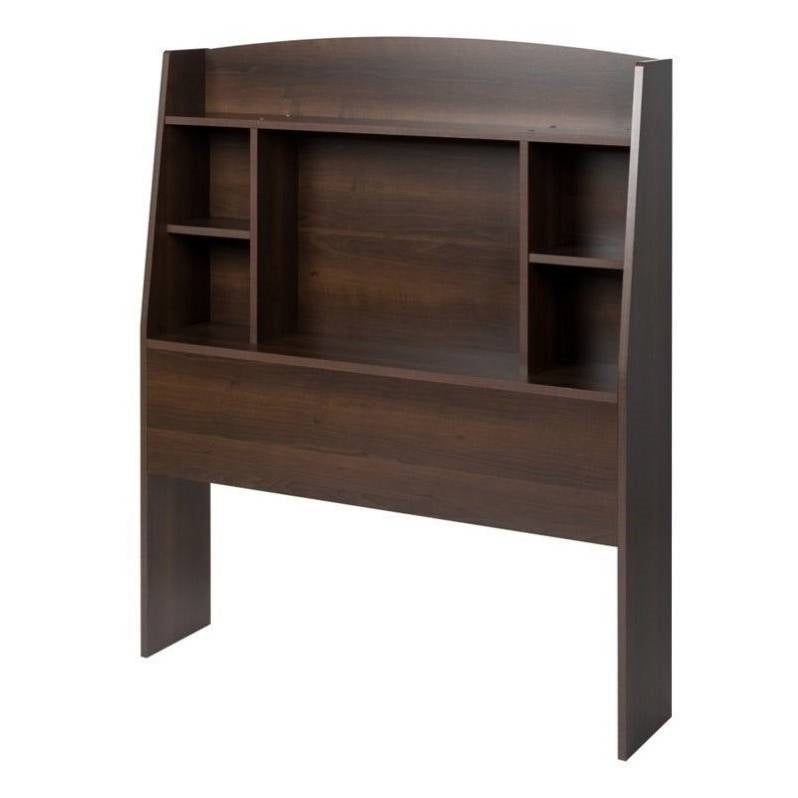 Twin size Bookcase Storage Headboard in Espresso Wood Finish — Chic Home-Decor
