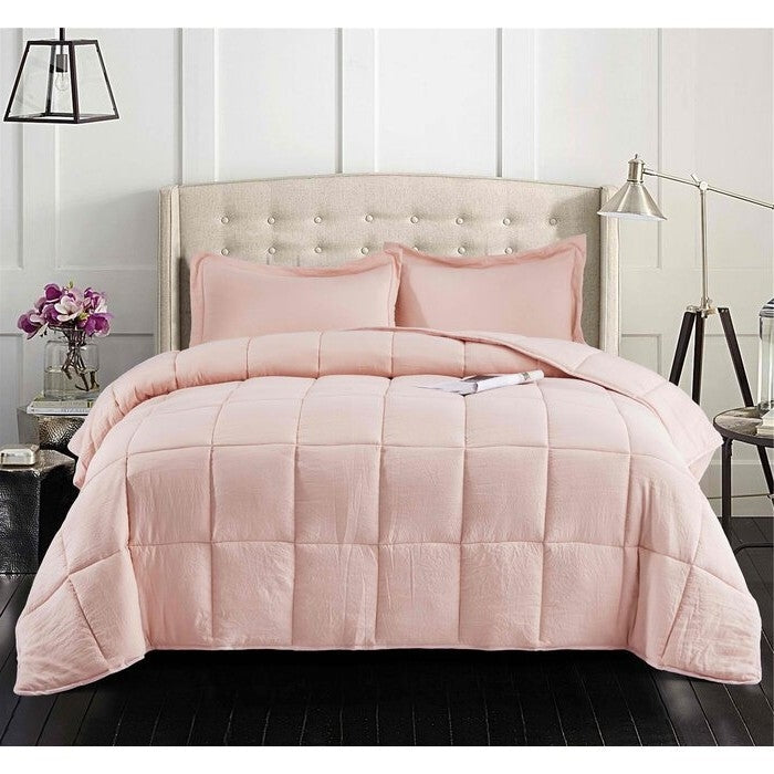 King Size Pink 3 Piece Microfiber Reversible Comforter Set — Chic Home-Decor