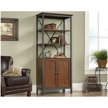 Rustic Industrial FarmHome 3 Tier Entryway Bookcase Storage Cabinet Cherry