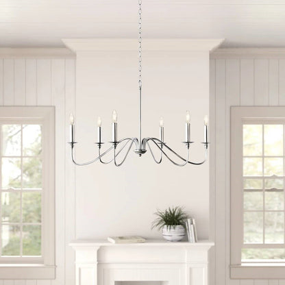 30-inch Classic 6-Light Dimmable Chandelier in Polished Nickel Finish