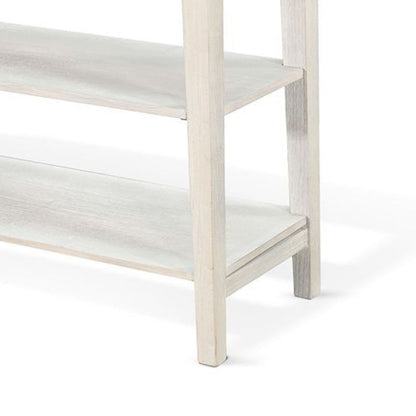 Pela Sofa Console Table, 42 Inch Top, 2 Shelves, Light Gray Solid Wood