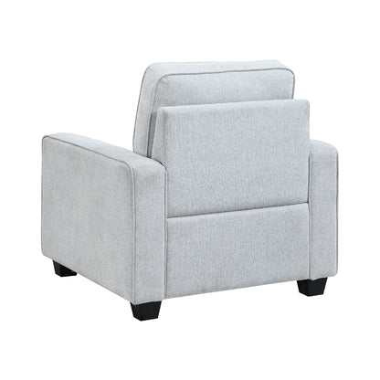 Pery Accent Chair w Reversible Cushions, Modern Light Gray Polyester