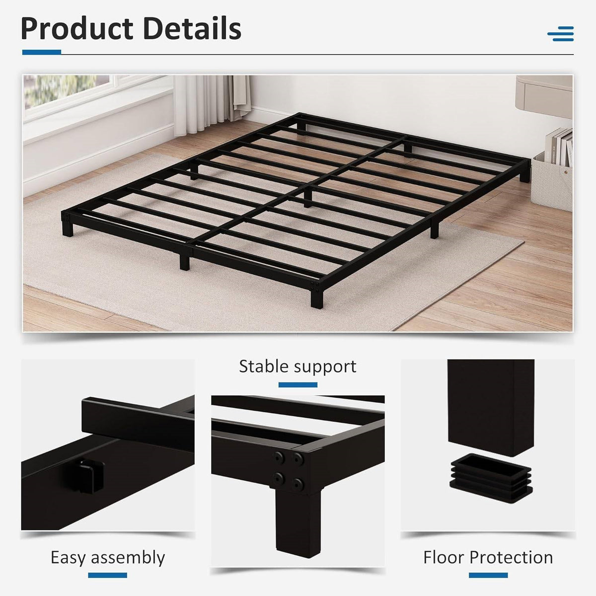 5-inch Heavy Duty Metal Bed Frame with 3,000 lb. Weight Capacity