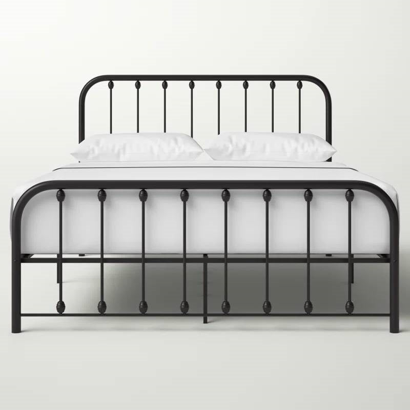Queen Classic Black Metal Bed Frame with Rounded Corners Headboard and Footboard — Chic Home-Decor