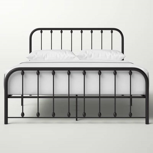 Queen Classic Black Metal Bed Frame with Rounded Corners Headboard and Footboard — Chic Home-Decor