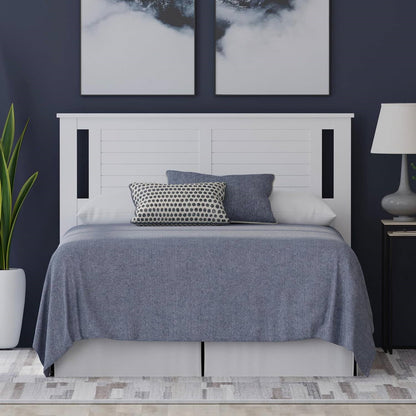 Queen size Farmhouse Solid Wood Slatted Headboard in White Finish
