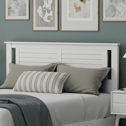 Queen size Farmhouse Solid Wood Slatted Headboard in White Finish