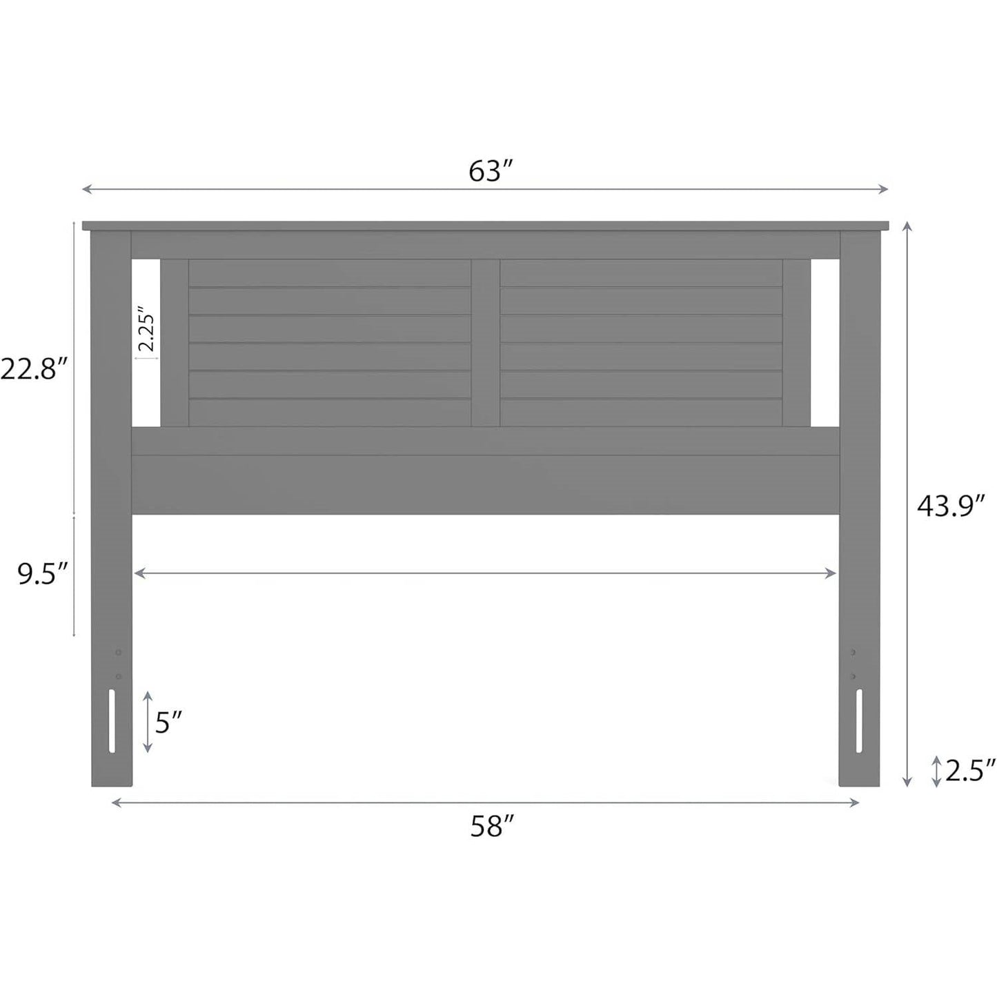 Queen size Farmhouse Solid Wood Slatted Headboard in White Finish