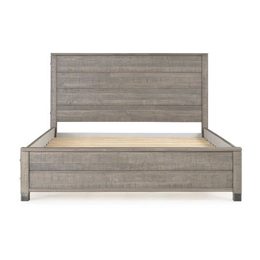 Queen Solid Wooden Platform Bed Frame with Headboard in Grey Wood Finish — Chic Home-Decor