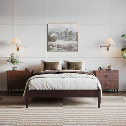 Queen Size Solid Hardwood Victorian Style Espresso Platform Bed