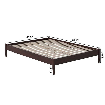 Queen Size Solid Hardwood Victorian Style Espresso Platform Bed