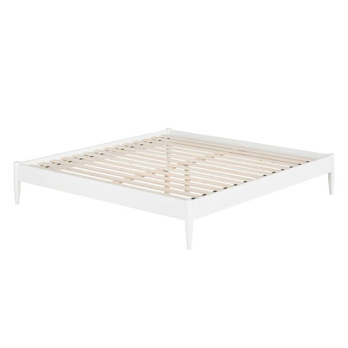Queen Size Solid Hardwood Victorian Style White Platform Bed