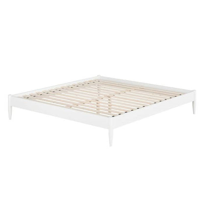 Queen Size Solid Hardwood Victorian Style White Platform Bed