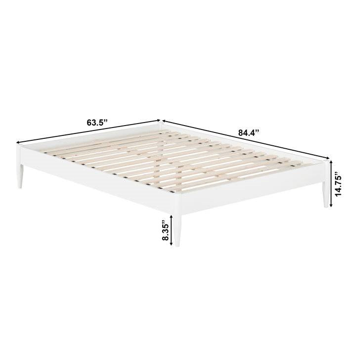 Queen Size Solid Hardwood Victorian Style White Platform Bed