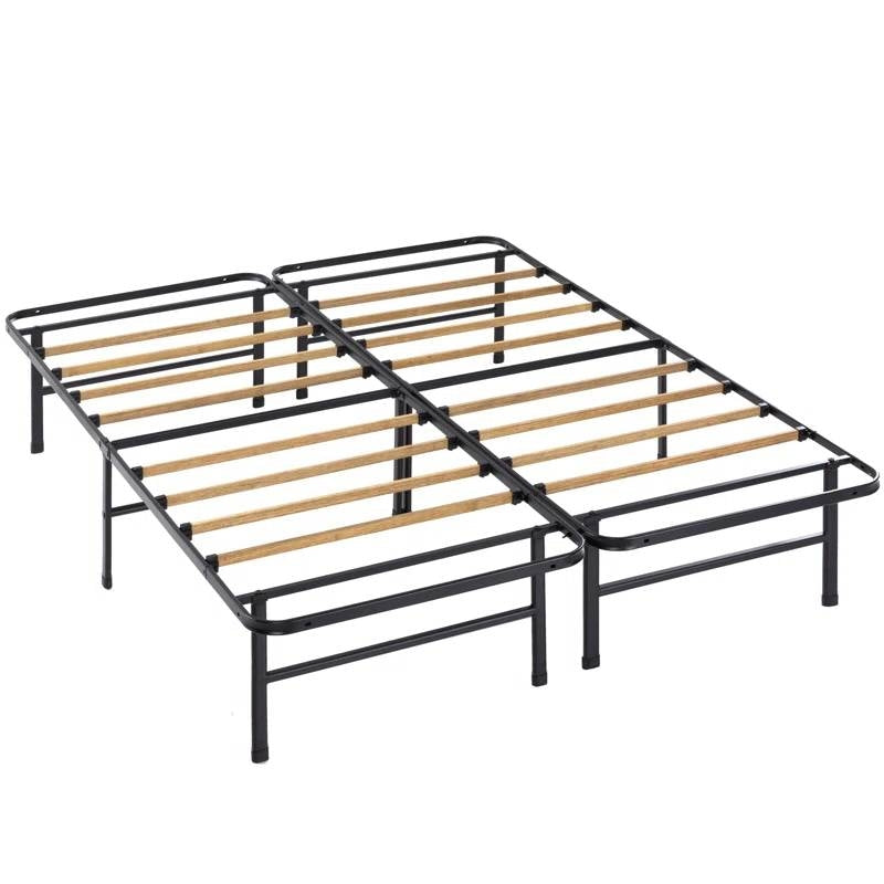Queen size Metal Bed Frame with Bamboo Wood Slats — Chic Home-Decor