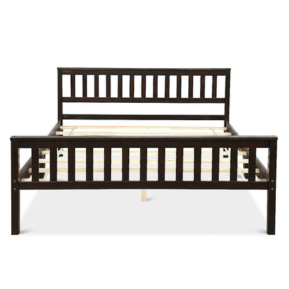 Queen wood platform bed frame with headboard and footboard in espresso finish by FastFurnishings