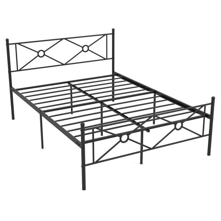 Queen Size Modern Black Metal Headboard & Footboard Platform Bed Frame — Chic Home-Decor