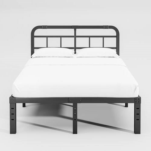 Queen Size Heavy Duty Black Metal Platform Bed Frame with Headboard — Chic Home-Decor