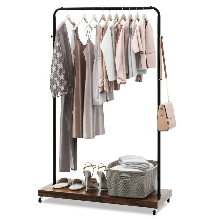 Industrial Style Heavy Duty Metal Pipe Clothes Garment Rack with Bottom Shelf — Chic Home-Decor