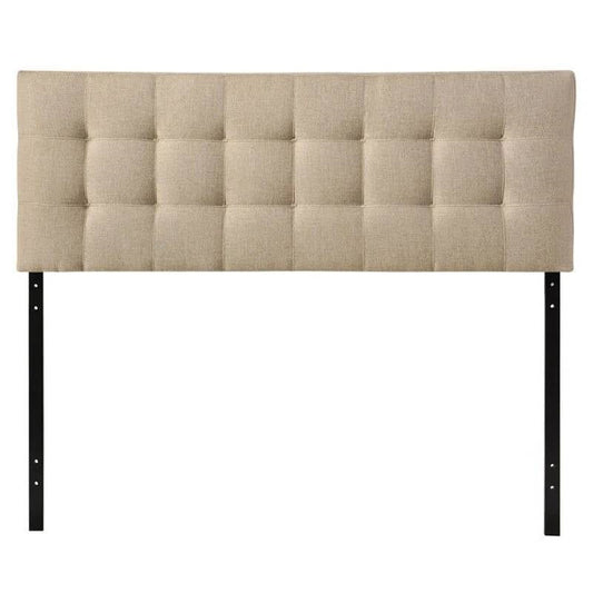 Queen size Modern Beige Tan Taupe Fabric Tufted Upholstered Headboard — Chic Home-Decor