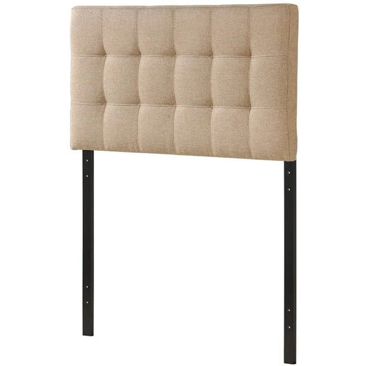 Twin size Modern Beige Tan Taupe Fabric Tufted Upholstered Headboard — Chic Home-Decor