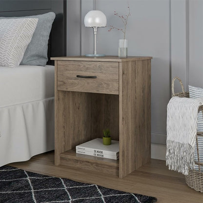 Bedroom 1-Drawer Nightstand End Table in Light Oak Wood Finish