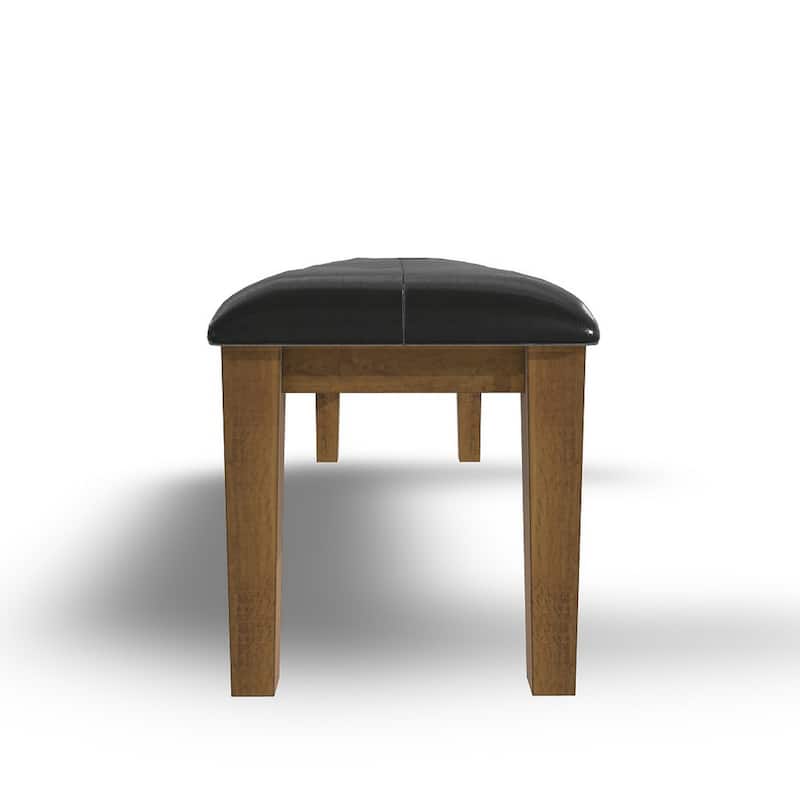 Raly Dining Bench, 50 Inch, Plush Tufted Faux Leather Seat, Brown