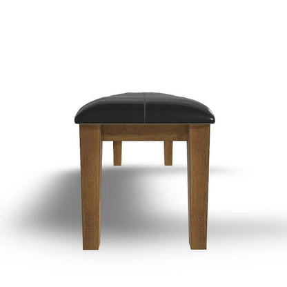 Raly Dining Bench, 50 Inch, Plush Tufted Faux Leather Seat, Brown