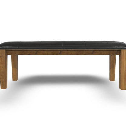 Raly Dining Bench, 50 Inch, Plush Tufted Faux Leather Seat, Brown