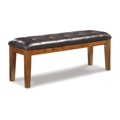 Raly Dining Bench, 50 Inch, Plush Tufted Faux Leather Seat, Brown