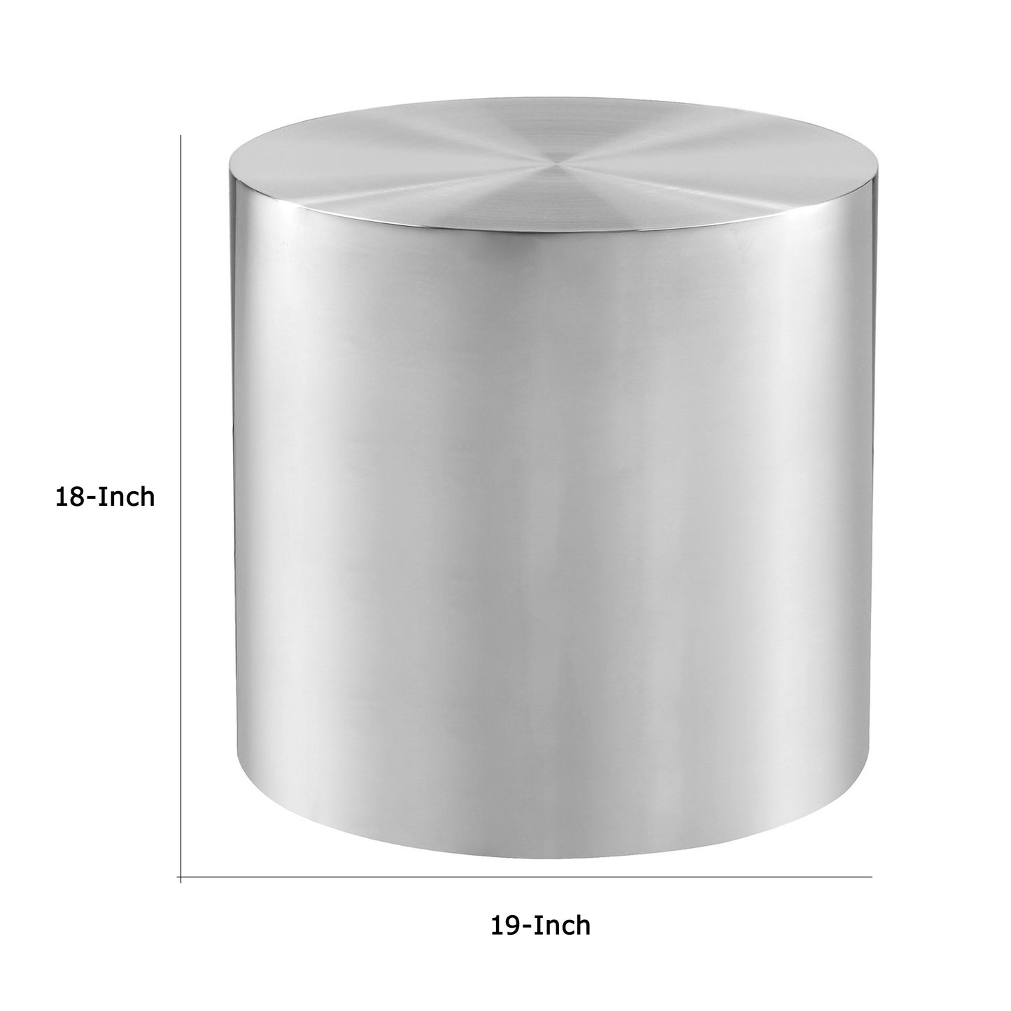 Rano Side End Table, 19 Inch Black Round Iron Top, Modern Drum Shape