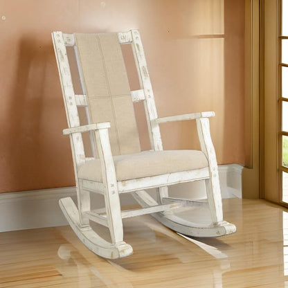 White Mahogany Mindy Wood Rocking Chair