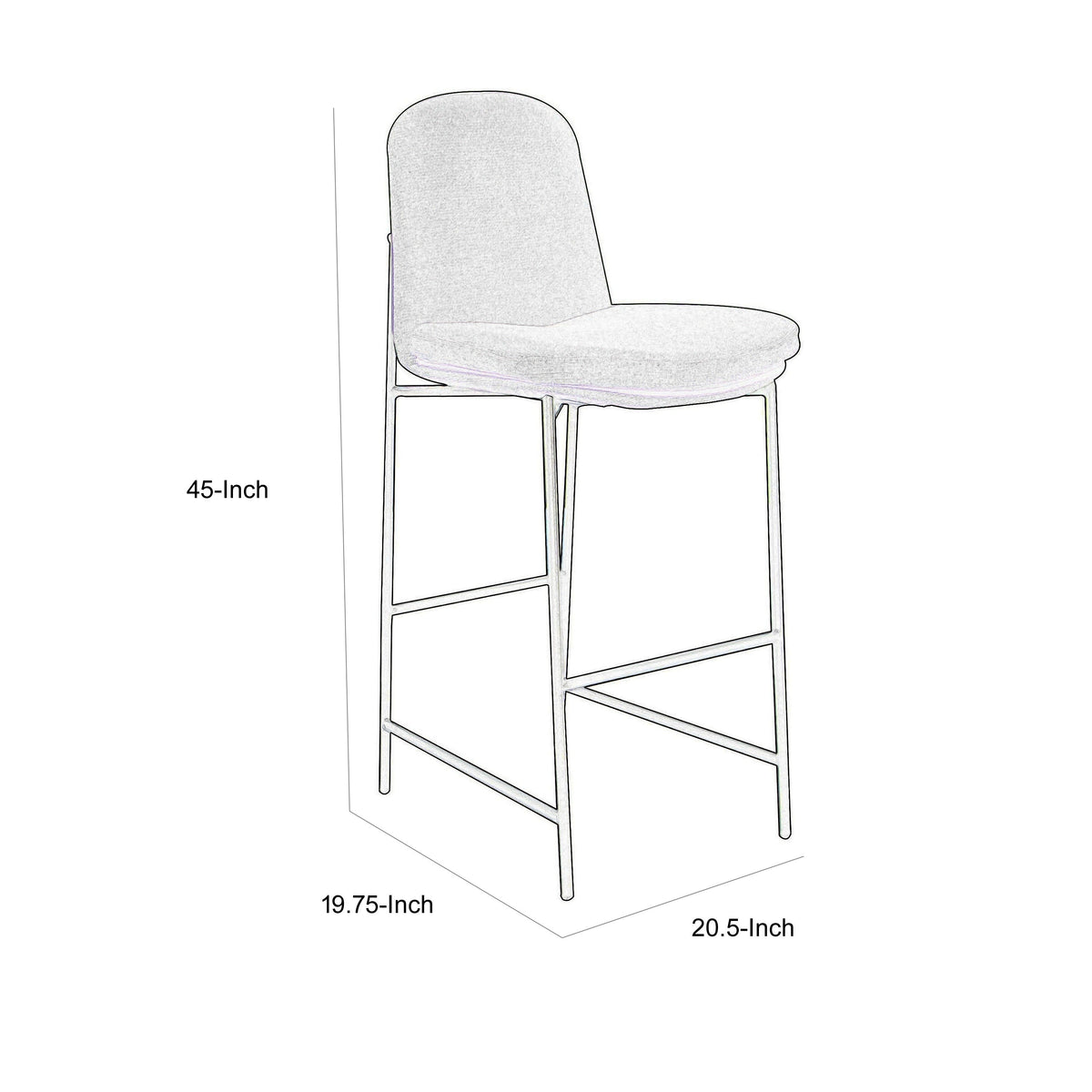 Revee Barstool Chair, Black Iron Frame, Water-Resistant Beige Polyester