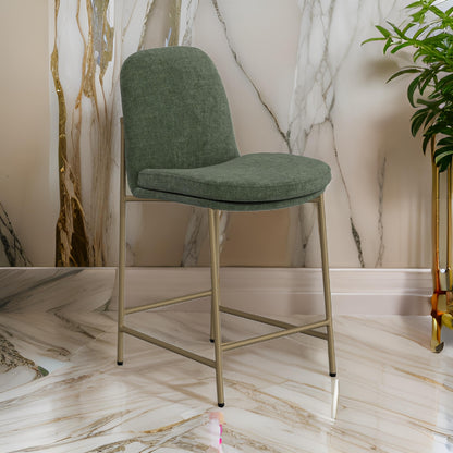 Revee Counter Height Chair, Iron, Water-Resistant Olive Green Polyester
