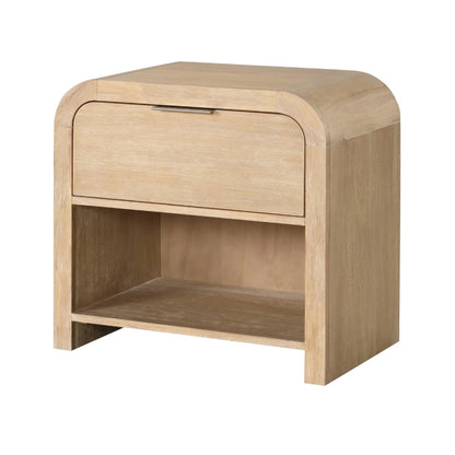 Rexa Nightstand with 1 Drawer, Metal Finger Pulls, Natural Oak Brown