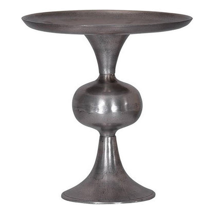 Ria 14 Inch Cake Stand, Solid Round Top, Pedestal Base, Silver Aluminum