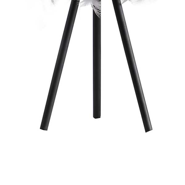 Rio 21 Inch Accent Table Lamp, White Feather Shade, Metal Tripod Base – Grey