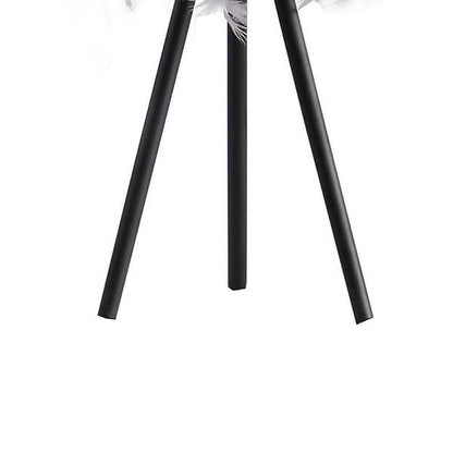 Rio 21 Inch Accent Table Lamp, White Feather Shade, Metal Tripod Base – Grey