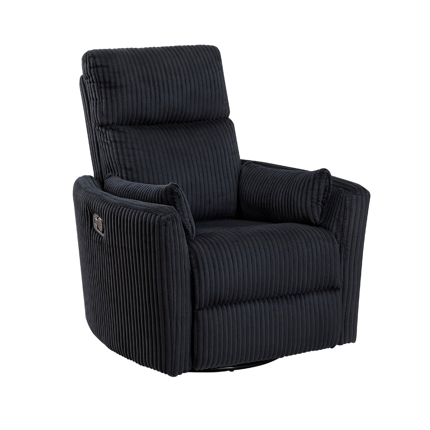 Rix Swivel Glider Recliner Chair w 2 Lumbar Pillows, Beige Corduroy
