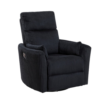 Rix Swivel Glider Recliner Chair w 2 Lumbar Pillows, Beige Corduroy