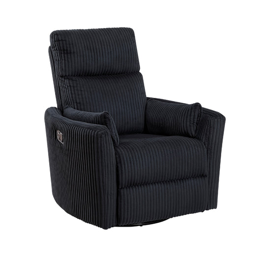 Rix Swivel Glider Recliner Chair w 2 Lumbar Pillows, Beige Corduroy