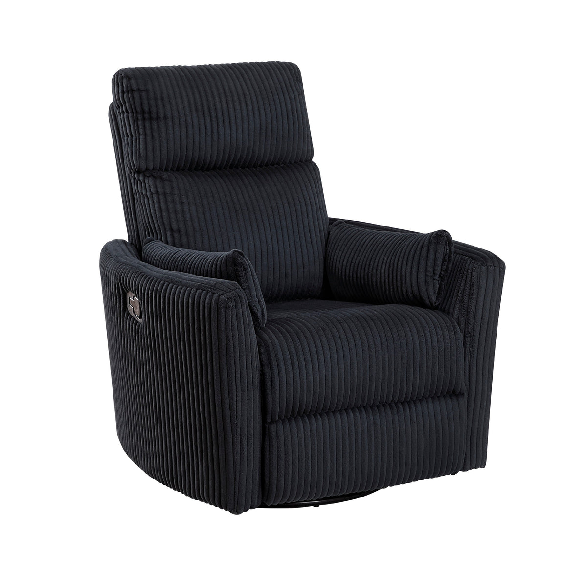Rix Swivel Glider Recliner Chair w 2 Lumbar Pillows, Corduroy – Beige