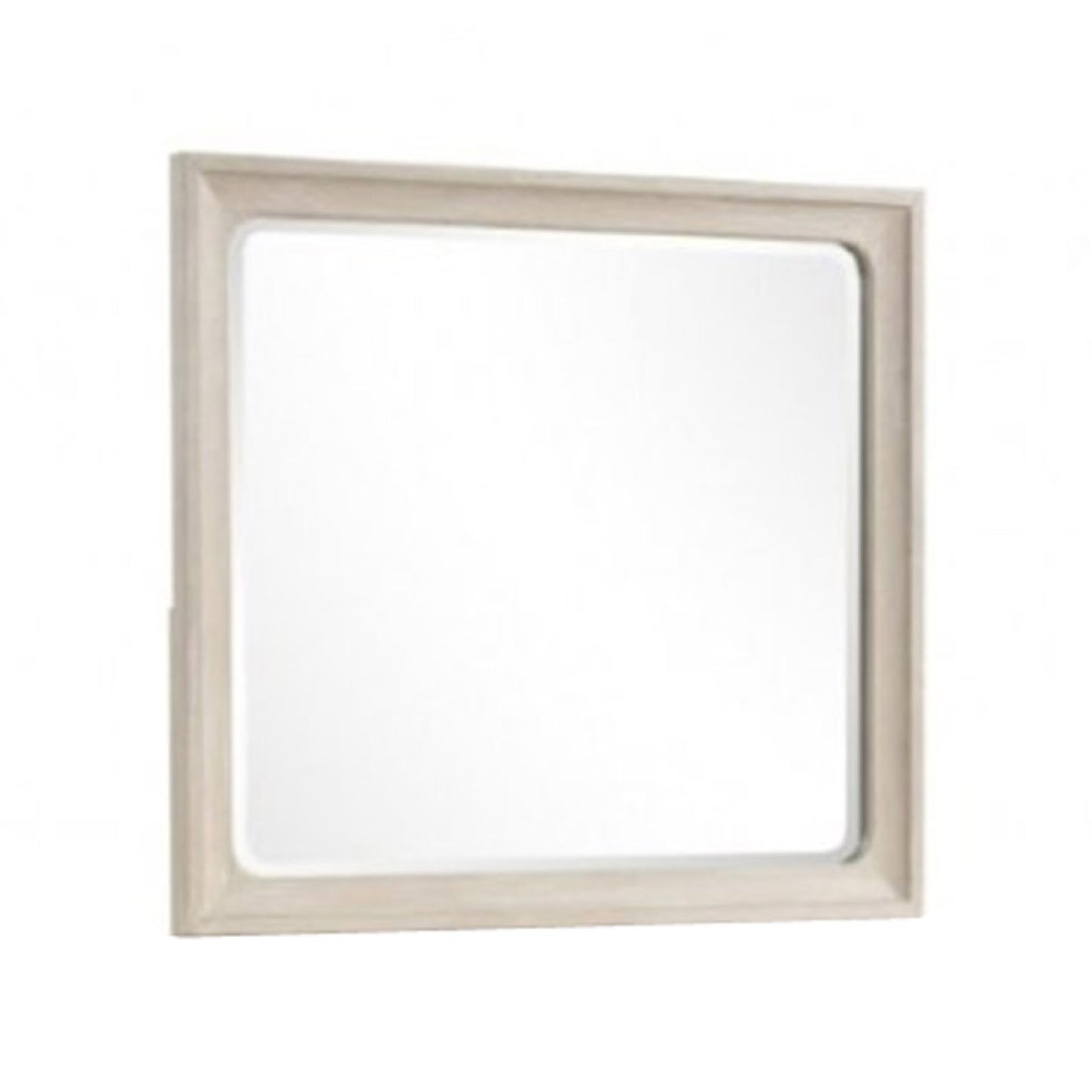 Rozie Dresser Mirror, Bevelled Accents, Light Brown Solid Wood 36x40