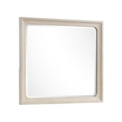 Rozie Dresser Mirror, Bevelled Accents, Light Brown Solid Wood 36x40