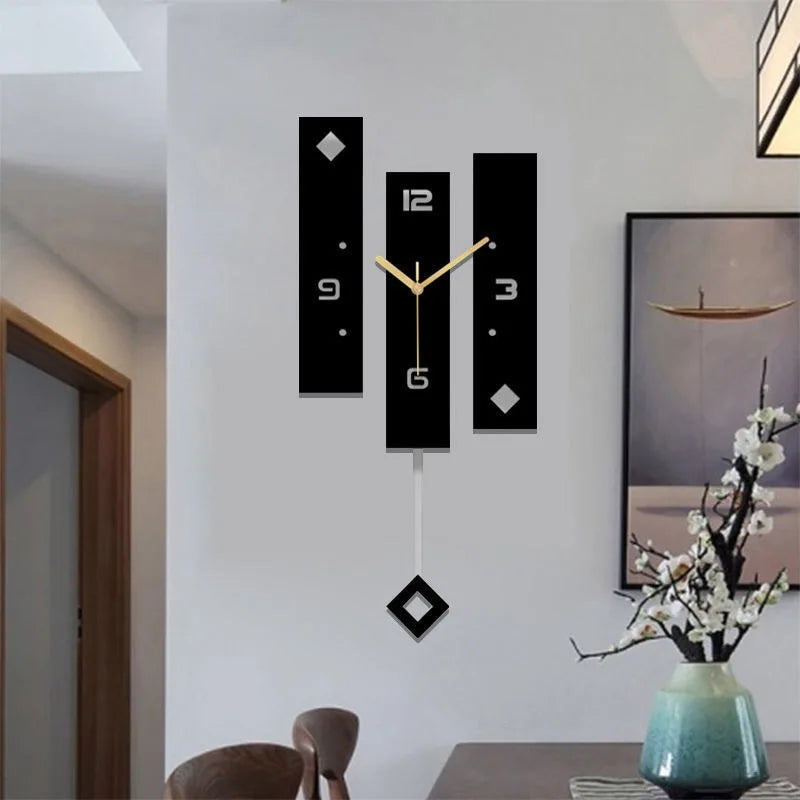 Large Nordic Wall Clock with Pendulum