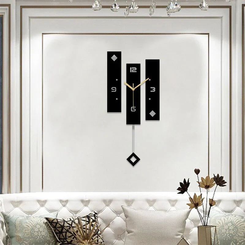 Large Nordic Wall Clock with Pendulum